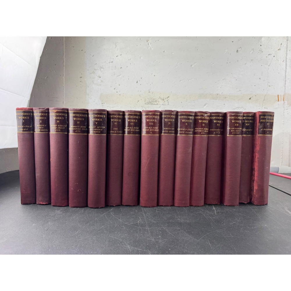 Hawthornes Works 15 Volume Set Antique Hardcover Books Scarlet‎ Letter Biography